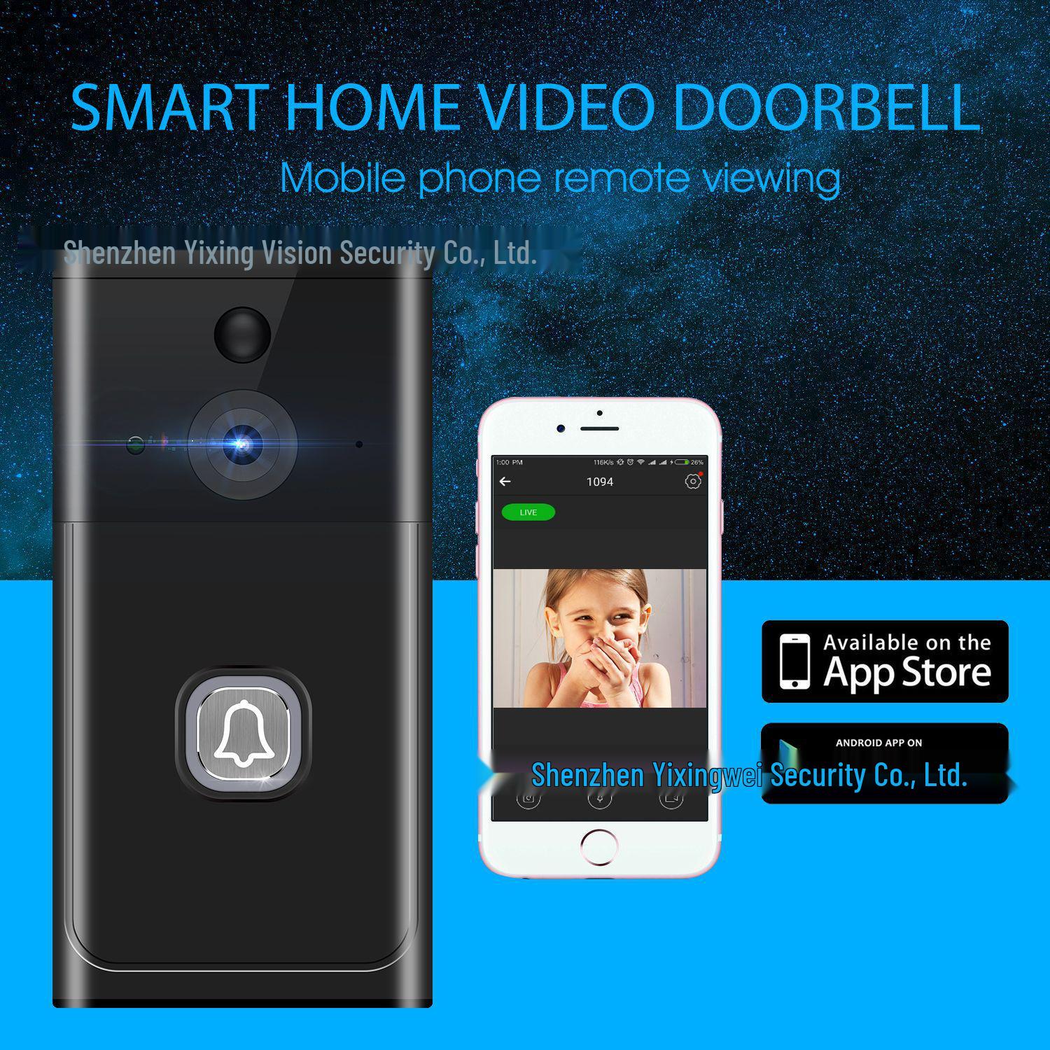 

300W Smart Video Intercom with HD WiFi Doorbell and Graffiti Design White, No Memory