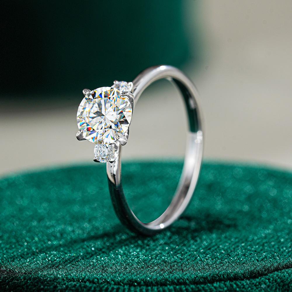 Moissanite Engagement Rings for Women S925 Sterling Sliver Plated White Gold Promise Ring for Her Gift