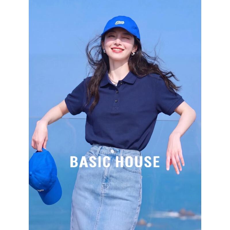 Basic House Women s Cotton Polo Neck Short Sleeve T-Shirt S
