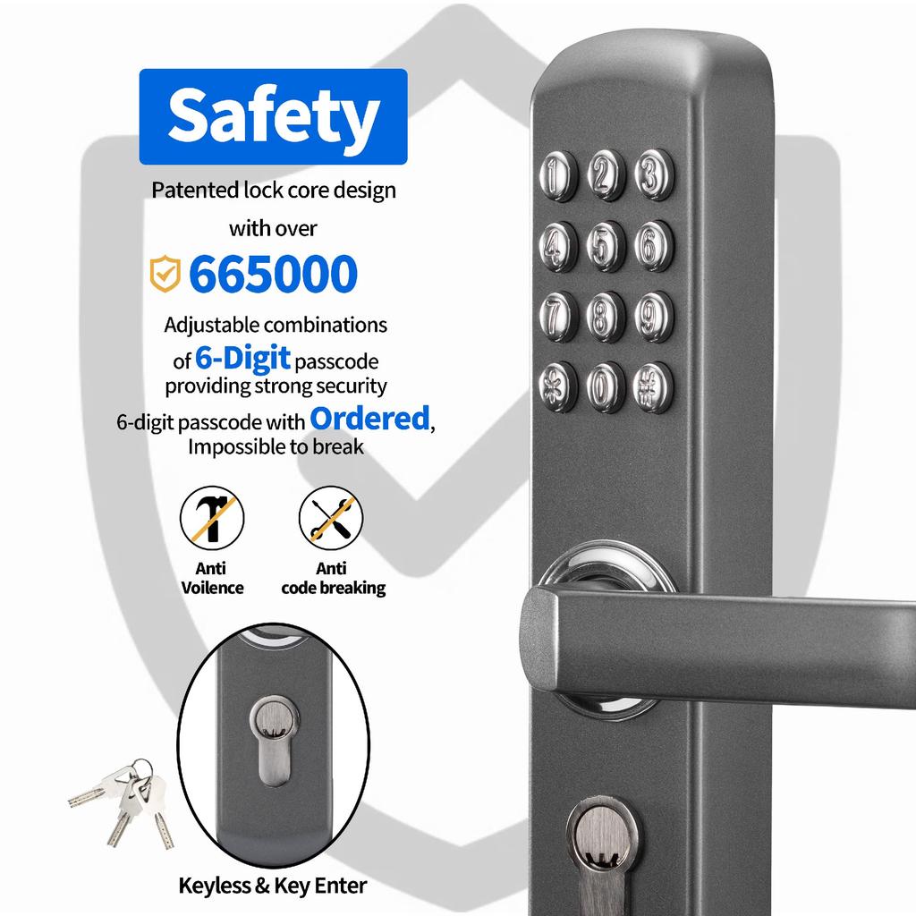 MUTEX Mechanical Keyless Lock MX230G with Keypad Mechanical Key Both Internal and High Japanese Instruction Manual Included & Entry, External,