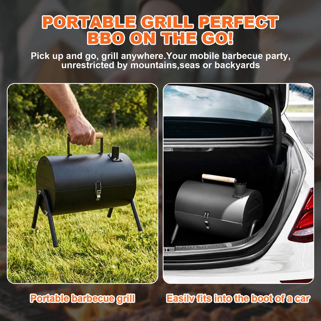 Portable Charcoal Grill, Double-Sided Tabletop Small BBQ Grill Barbecue Smoker