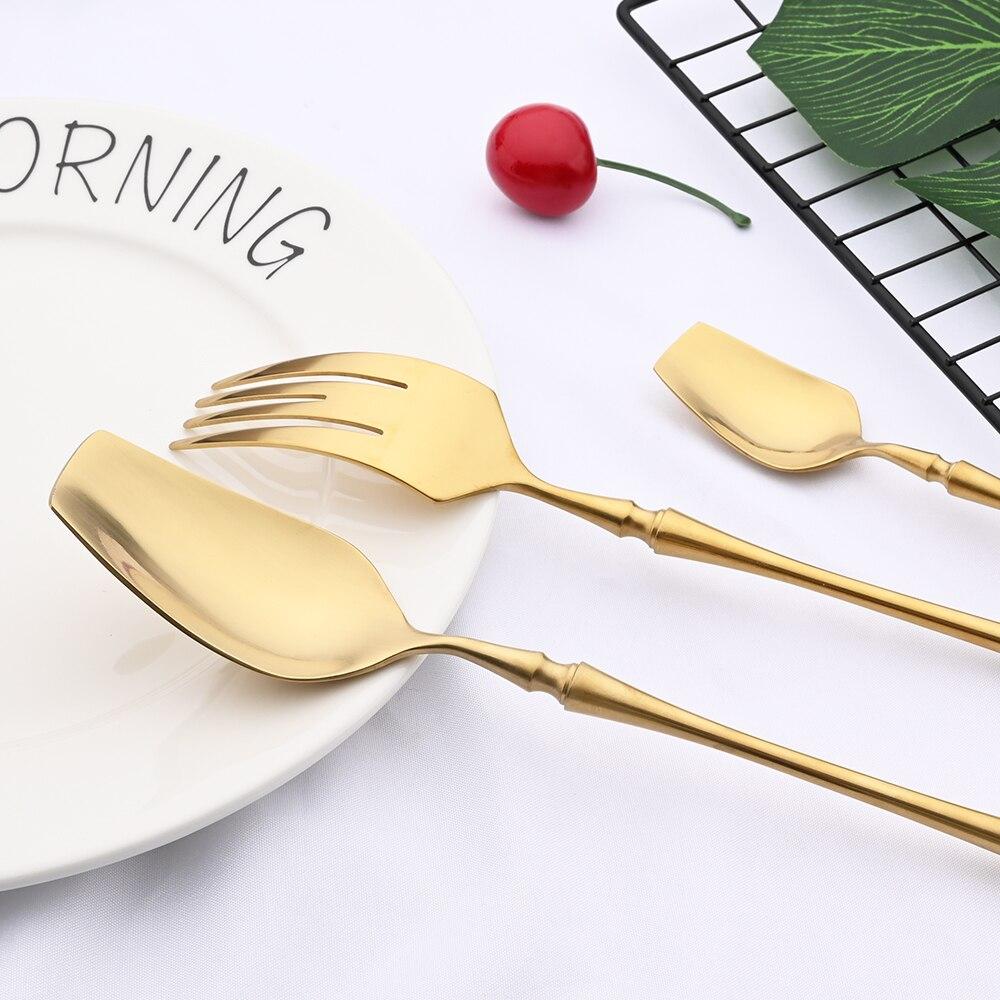 4Pcs Gold Cutlery Set 304 Stainless Steel Tableware Dinnerware Set Matte Knife Fork Spoon Flatware Luxury Fashion Silverware Set