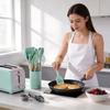Silicone Kitchen Utensil Set With Wooden Handles For Nonstick Cookware And Heat Resistance