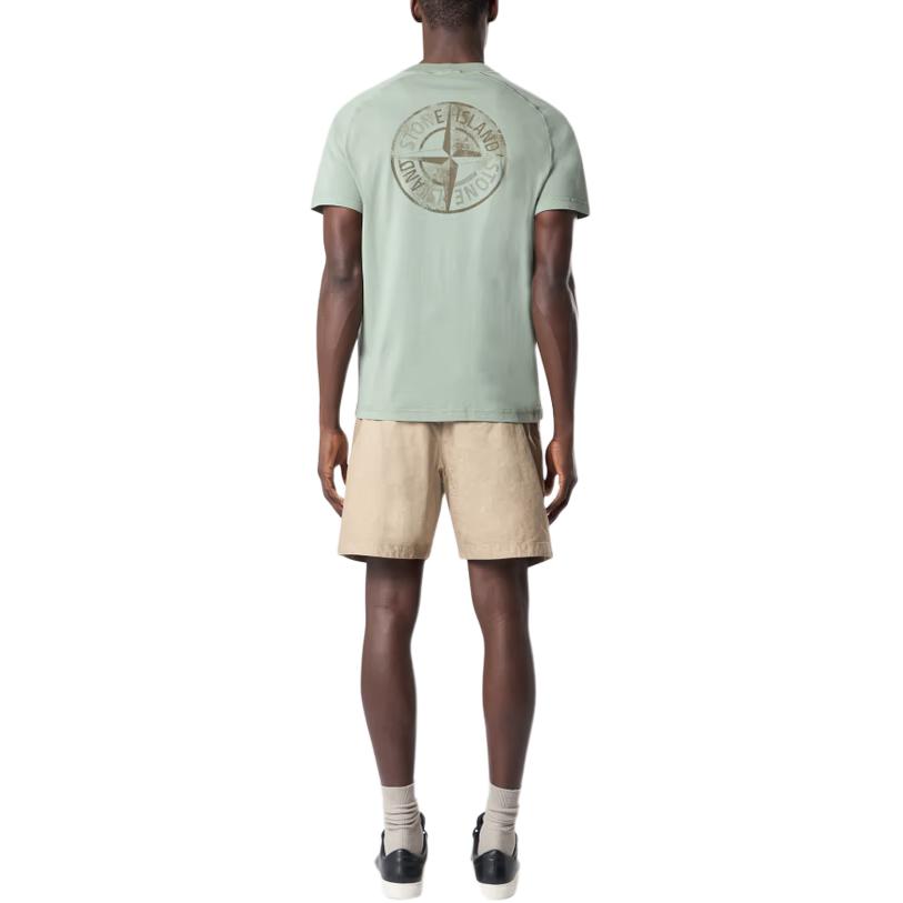STONE ISLAND Logo Slim Fit Tričko s kulatým výstřihem Pánské Topy Šalvějově zelená K1S152100020S0080-V0055