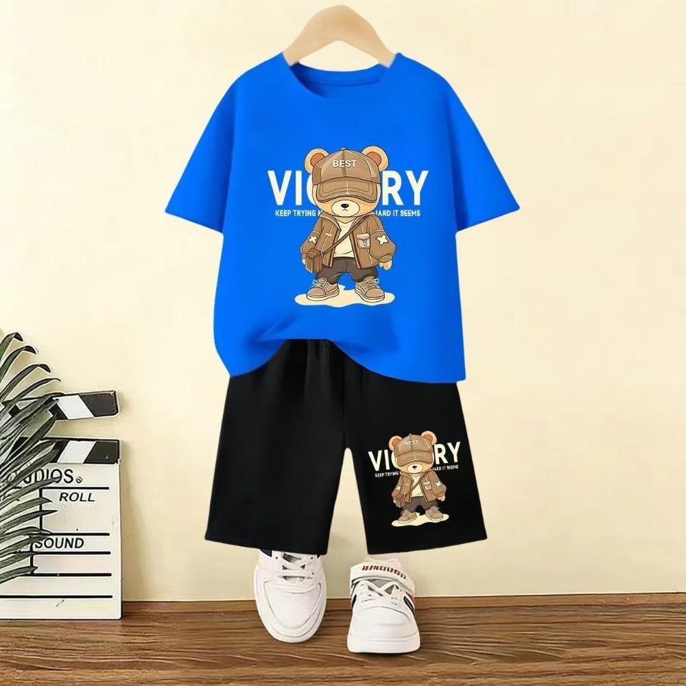 Summer set children s cartoon printed T-shirt and shorts 150