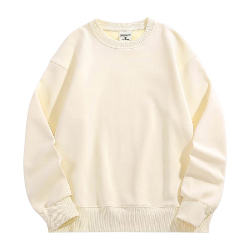 Men's Heavyweight Velvet Crewneck Sweatshirt - Thick Lambswool-Style, Loose Fit, Solid Color, Unisex, 500g.