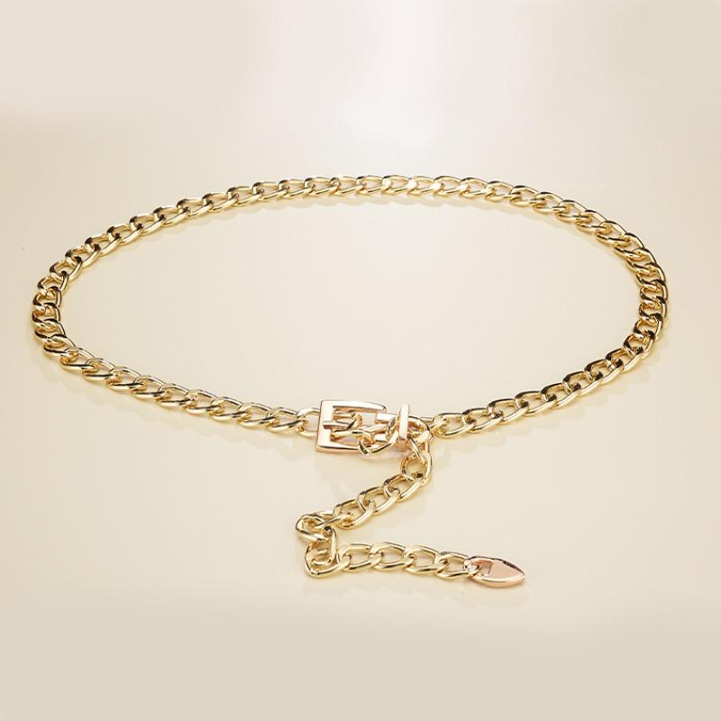 Meier Belt - korean style chain belt - women s minimalist versatile metal waist chain 110cm золотой