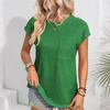 Ladies Summer Short Sleeve O Neck Solid Color Single Pocket Breathable Pullover T Shirt Top