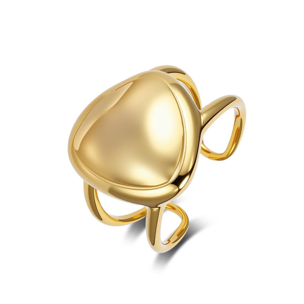 2025 Jewelry Geometric Triangle Curved Surface Ring for Women's High End Light Sensitive Surface Open Mouth Food Ring