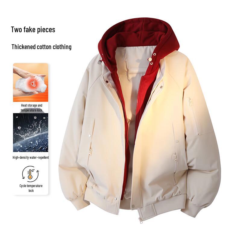 VUUG Men's Faux Two-Piece Hooded Padded Jacket