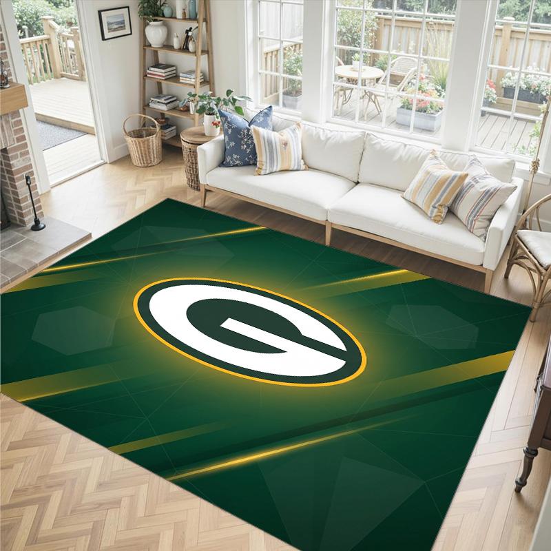Green Bay Packers Design Crystal Velvet Carpet Cozy Non?Slip Printed Rug For Bedroom Living Room Entrance