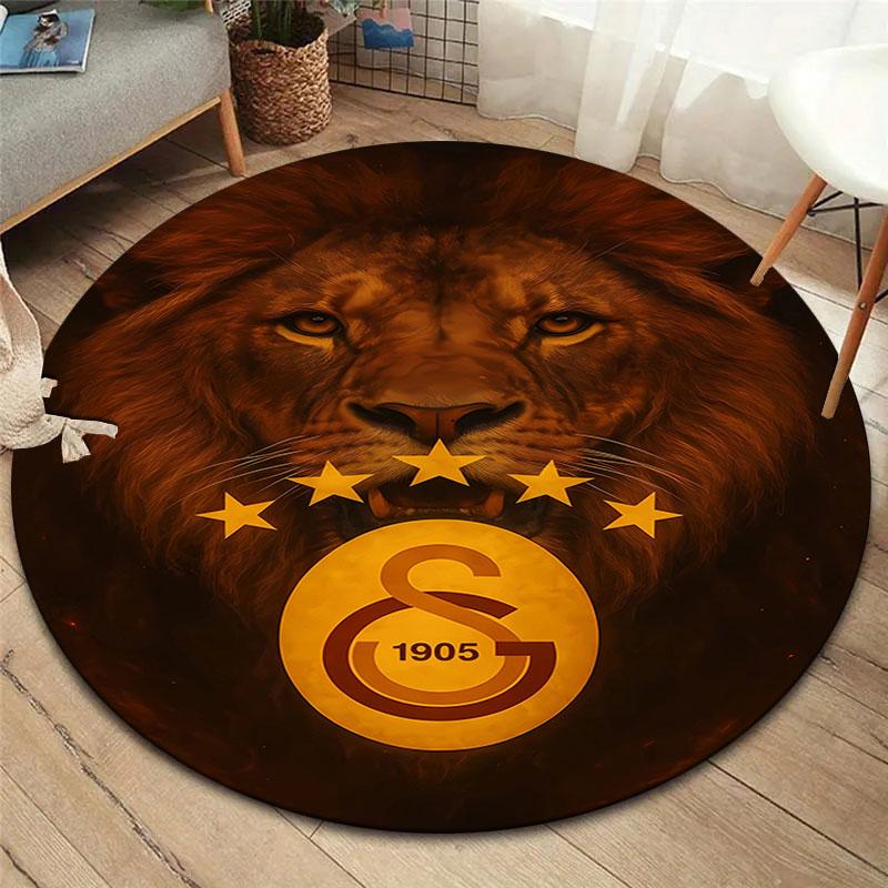 Galatasaray SK Round Area Rug,Carpet Rug for Living Room Bedroom Sofa Playroom Decor,Non-slip Floor Mat