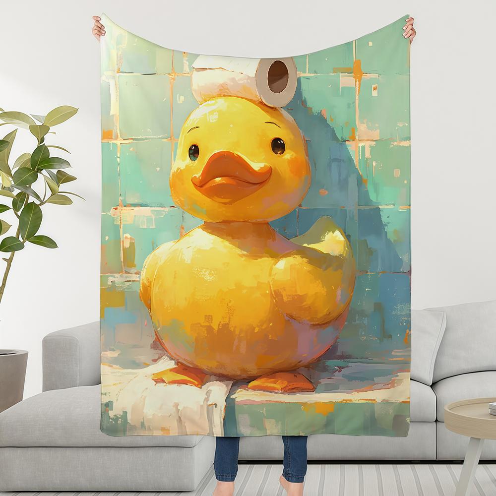 Duckling With Toilet Paper Hat Blanket Throw Super Cosy Plush Living Room Sofa Couch Childish Birthday Gifts