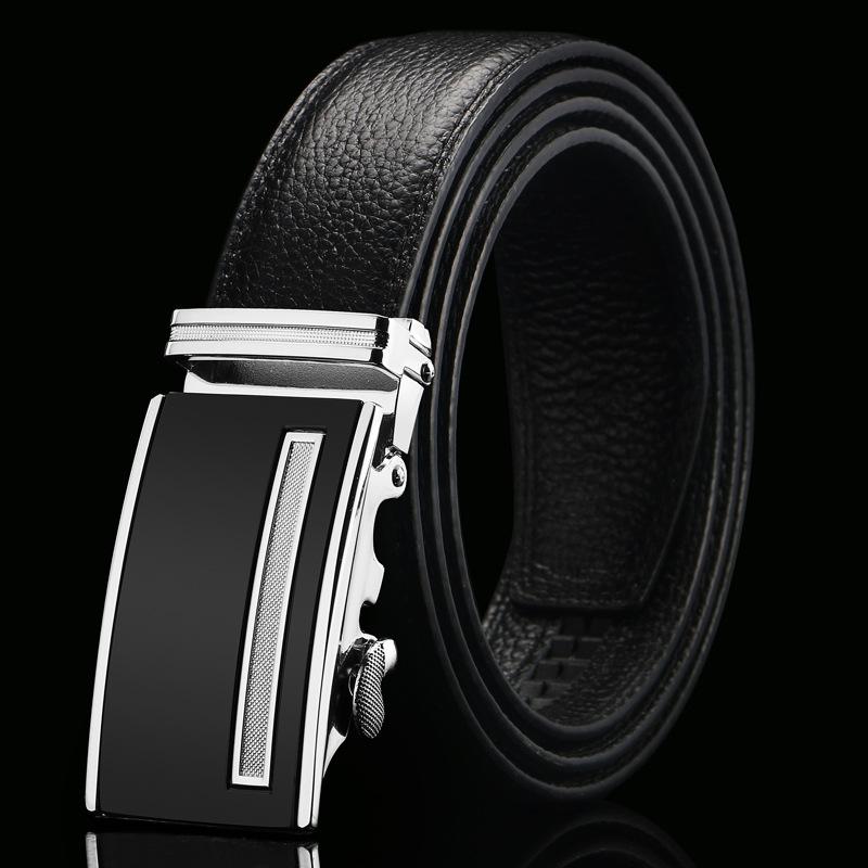 Open Edge Cowhide Belt Men's Real Cowhide Business and Casual Automatic Buckle Belt