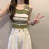 Damen Retro Gestreifte Eng Gestrickte Trägerlos-Bluse - Schmeichelndes Sommer-Design