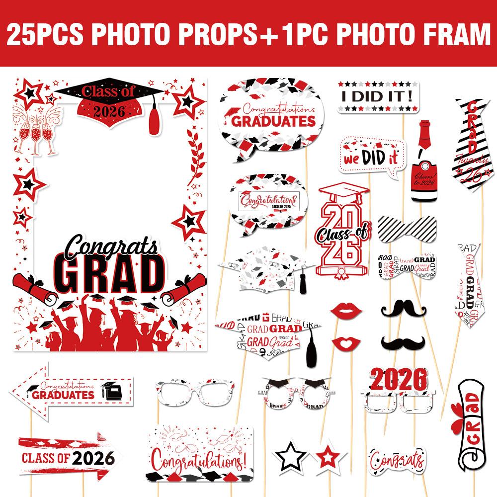 

2026 New Graduation Season Decor Paper Photo Frame Photo Booth Props Graduation Ceremony Party Supplies