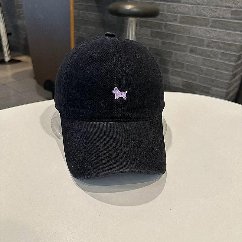 Simple Puppy Embroidery Young Couple Versatile Old Baseball Cap Street Male and Female Students Curved Brim Cap