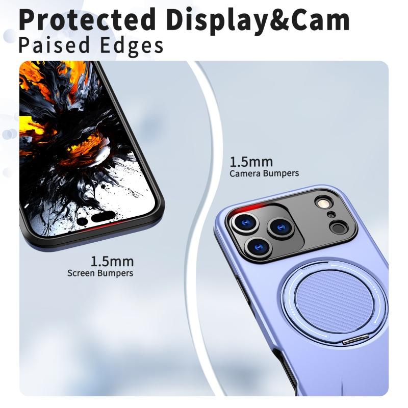 Luxury Magnetic 360° Rotating Bracket Phone Case For iPhone 17 Air 12 13 14 15 16 17 Pro Max For Magsafe Shockproof Hard Cover