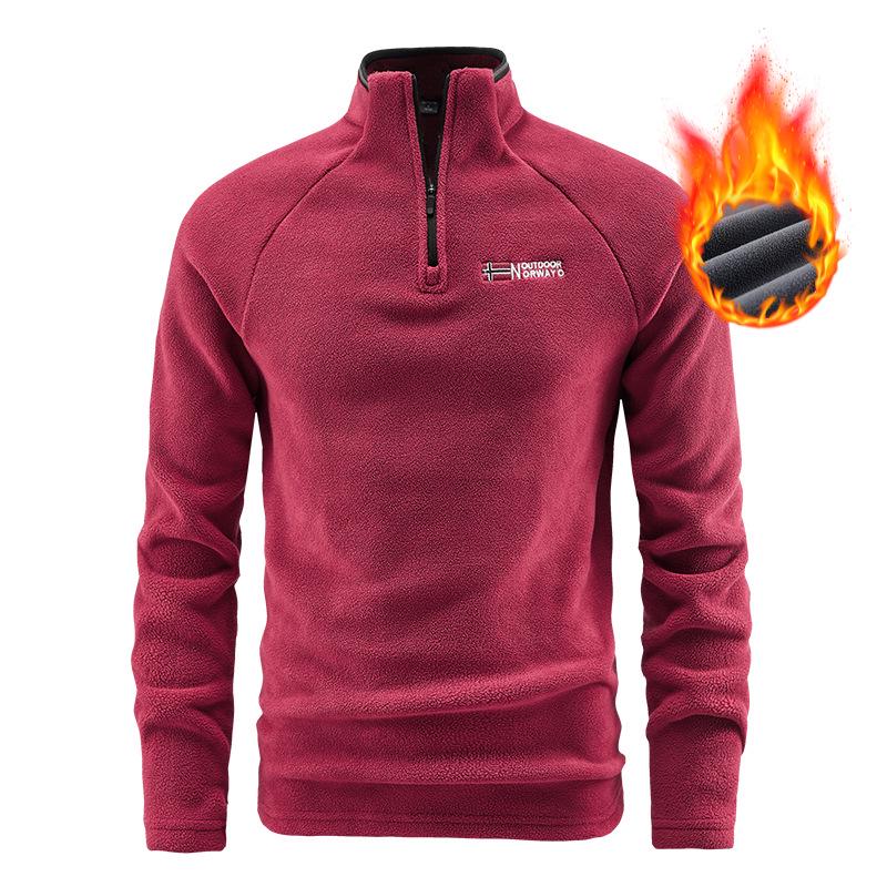 Polar Fleece Pullover: European & American Winter Sweatshirt, Elastic Casual Sports Top with Velvet Base Layer
