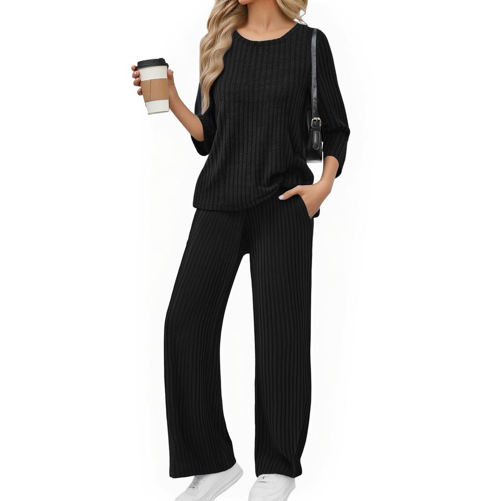 Women's Casual Fashion Comfortable Tops And Pants Home Pajamas Set
