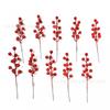 Red Plastic Holly Berries Decorative Branches Christmas Holiday Home Decoration Festive Table Centerpiece