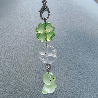 Cute Sunny Day Doll Phone Charms Pendant Kawaii Lucky Clover Keychain Mobile Phone Chain Exquisite Bag Decoration Accessory Gift