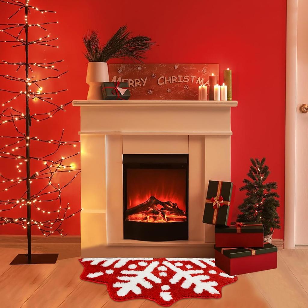 VIKAMA Christmas Imitation Cashmere Carpet Soft Non-Slip Bathroom Kitchen Floor Mat Cute Outdoor Indoor Door Mat Home Decor