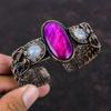 Purple Fire Labradorite Cuff Bracelet Copper Wire Wrapped Gemstone Bangle Moonstone Bangle Adjustable Cuff Bracelet Handmade Copper Jewelry