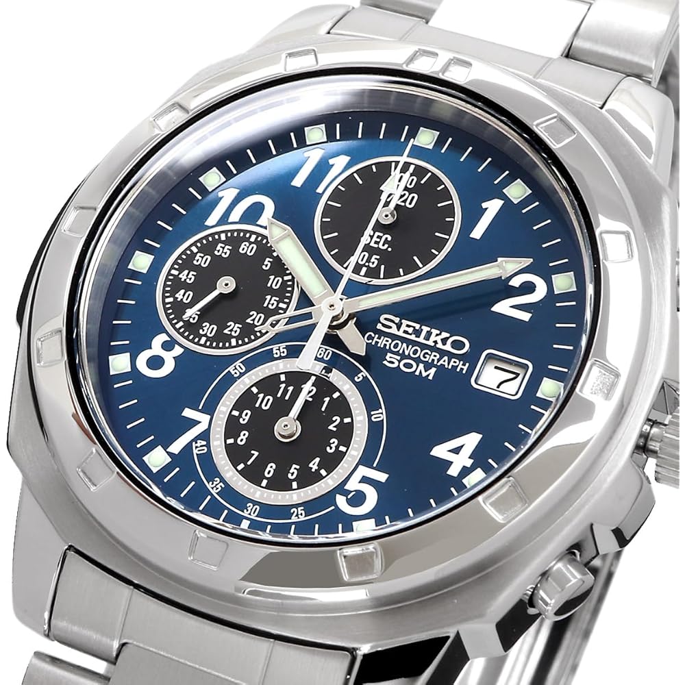 Seiko Chronograph Quartz SND193P Men's Watch Silver 1/20 Second Timer Imported Model
