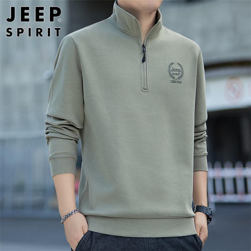 JEEP SPIRIT Men's Casual Stand-Collar Long Sleeve Sweatshirt