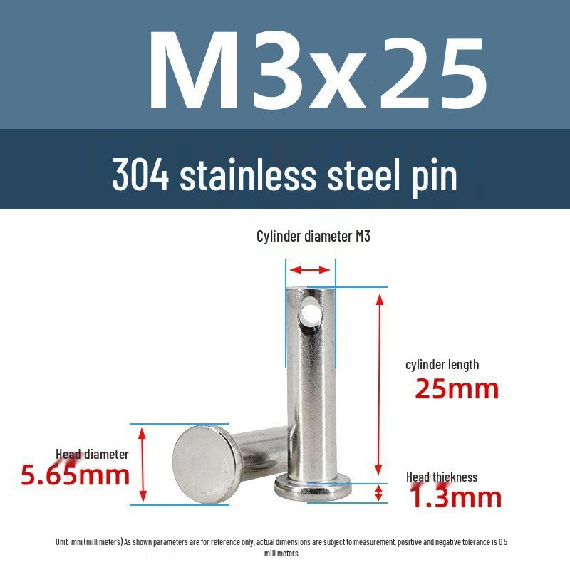 304 Stainless Steel Cylindrical Flat Head Positioning Pin with Hole (M3-M10)