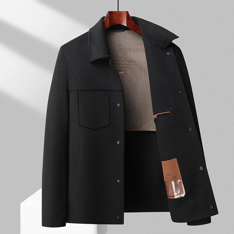 

Сшитое вручную осенне-зимнее тисненое флокированное пальто из 100% шерсти с двухсторонним денимом, мужская молодежная куртка 4XL