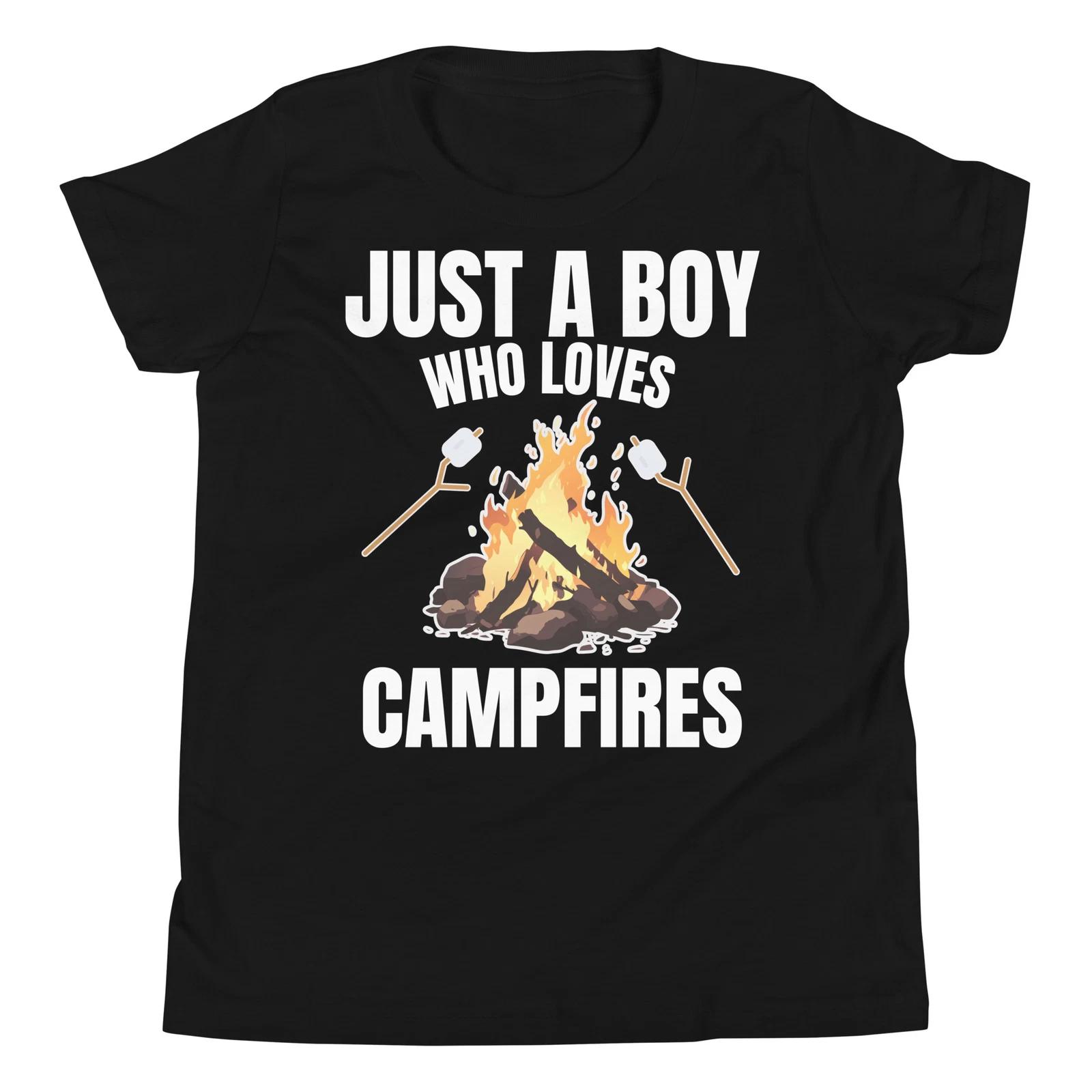 Just a Boy who Loves Campfires Funny Outdoor Camping Youth Short Sleeve T-Shirt 110