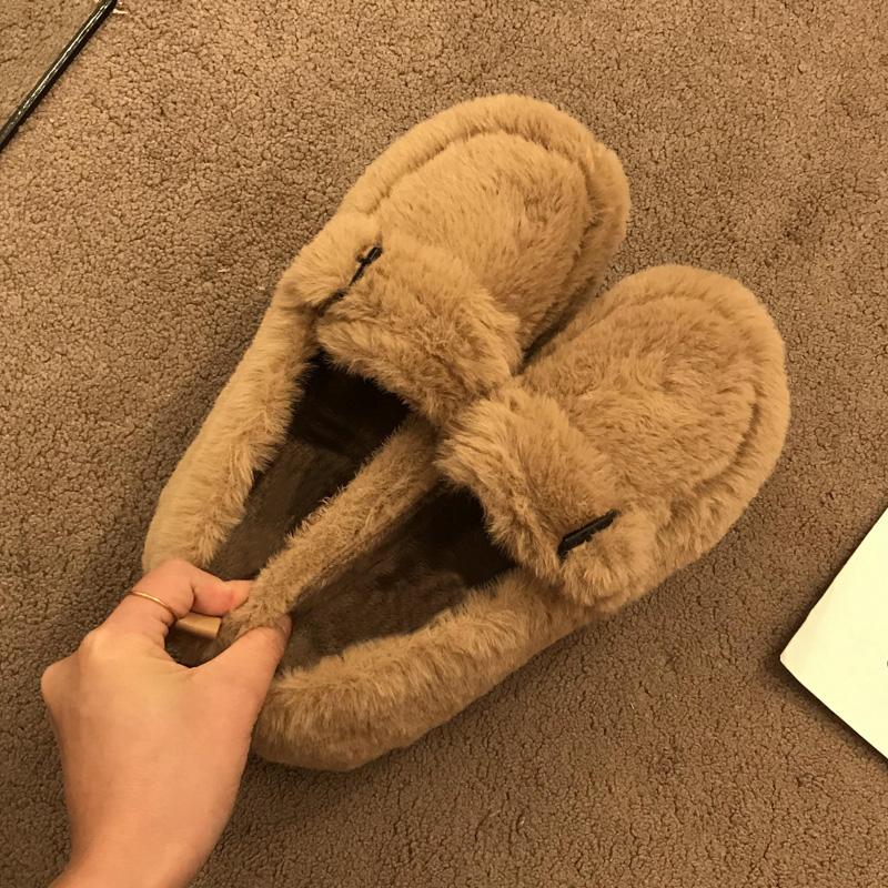 

Туфли в стиле дизайнера моды Женские меховые лоферы Зимние теплые плюшевые мокасины Женские элегантные пушистые на мягкой подошве Слипоны Балетки Zapato De Mujer 38 хаки