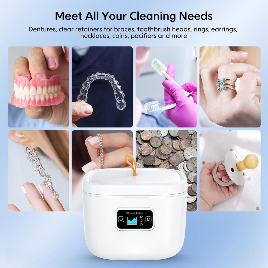 Ultrasonic Cleaner for Braces, Dentures, Retainers, Glasses, Watches
