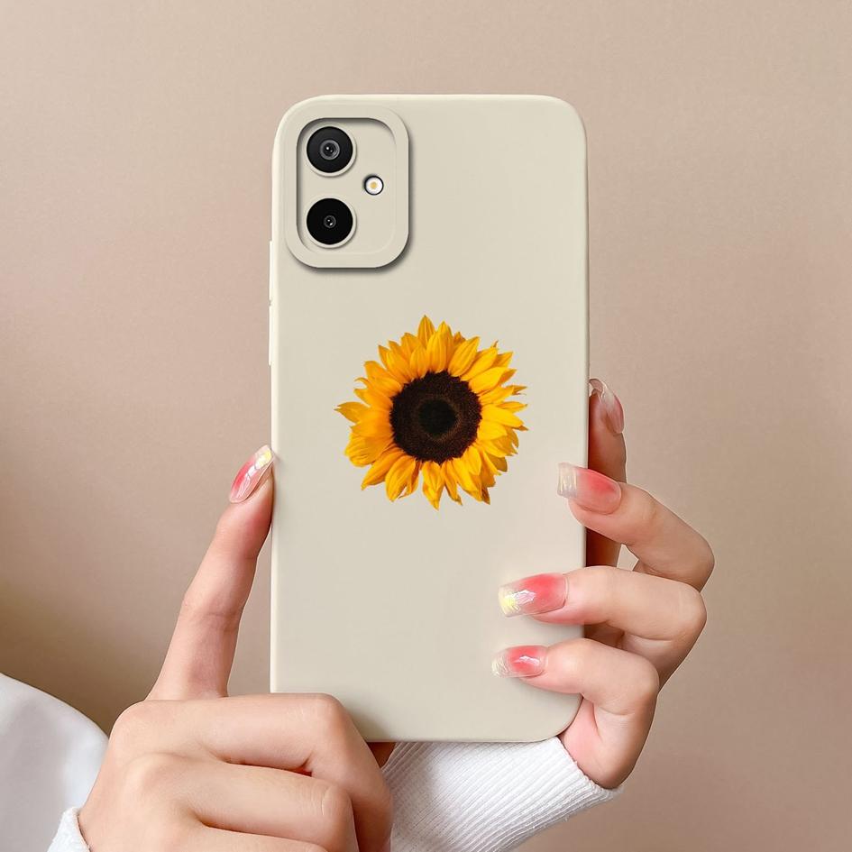 New Case For Samsung M16 S25 Edge F06 M06 A06 F16 Beautiful Sunflowers Butterfly Pattern Liquid Silicone Anti Fall Protective Covers For Samsung Shell