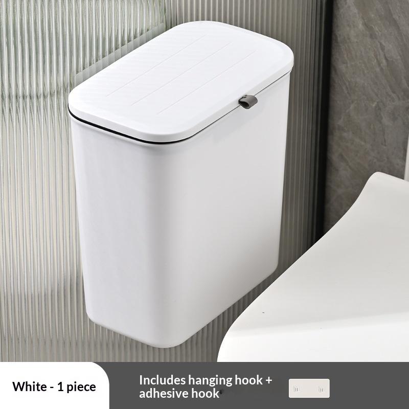 1/2Pcs Effortless Cleanup Space-Saving White Wall-Mounted Trash Bin For Kitchen - Durable Plastic Multi-Functional Garbage