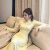 TZ7407 Modern Chinese Qipao Dress: Elegant Waist-Cinched Long Skirt