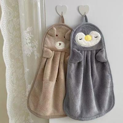 1/4Pcs Kids Microfiber Hand Towels with Hanging Rope Absorbent Cartoon Design Kitchen Home Hand Towels