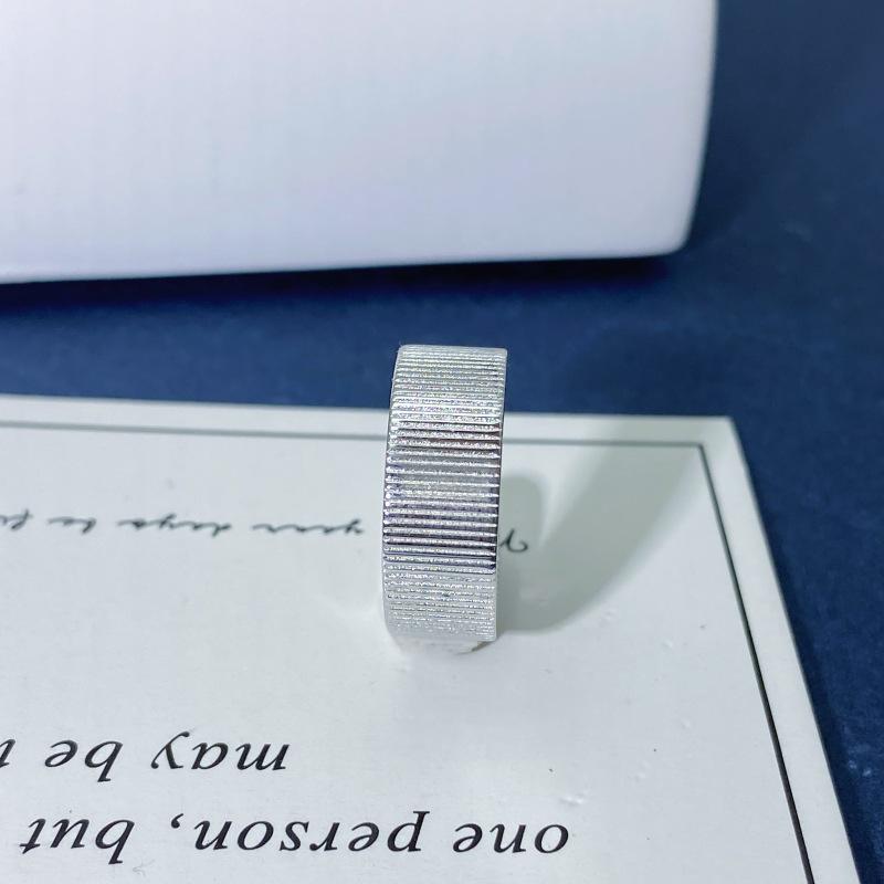 Adjustable S925 Sterling Silver Tree Grain Open Ring - Forest & Mountain Luxury Style Open Adjustable