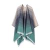 Womens Knitted Faux Cashmere Shawl Wrap With Contrast Stripe Trim Unisex Lightweight Warm Scarf Fall Winter