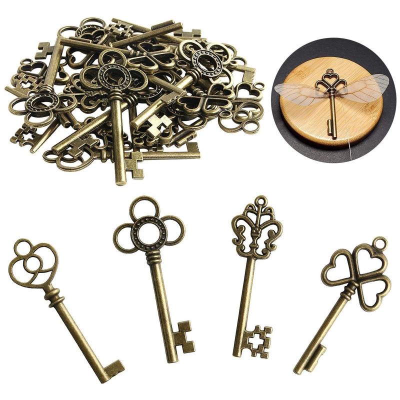 Flying Keys DIY Handmade Accessories with Dragonfly Wing Charms Vintage Bronze Skeleton for Key Party Wedding Favor Supp