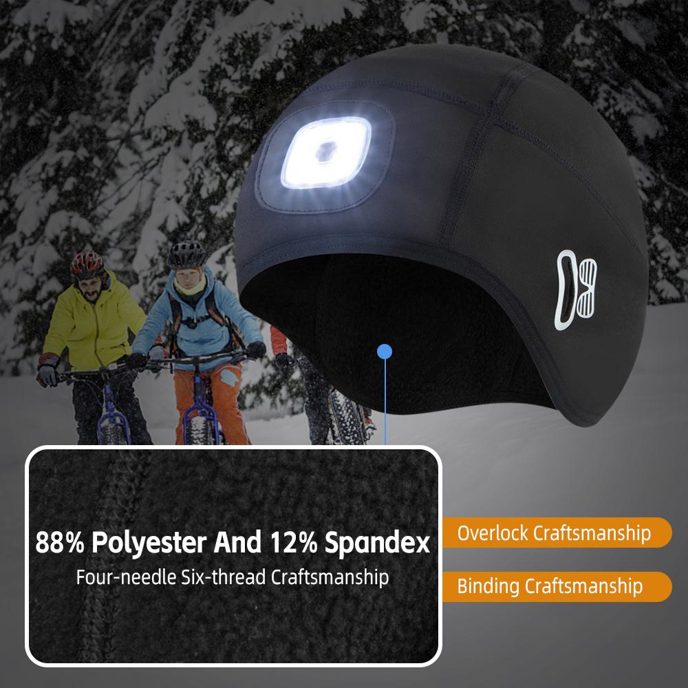 Gestrickte Sportmütze mit Licht/verstellbarem Knopf, wiederaufladbare LED-Beanie-Mütze für Damen und Herren im Winter