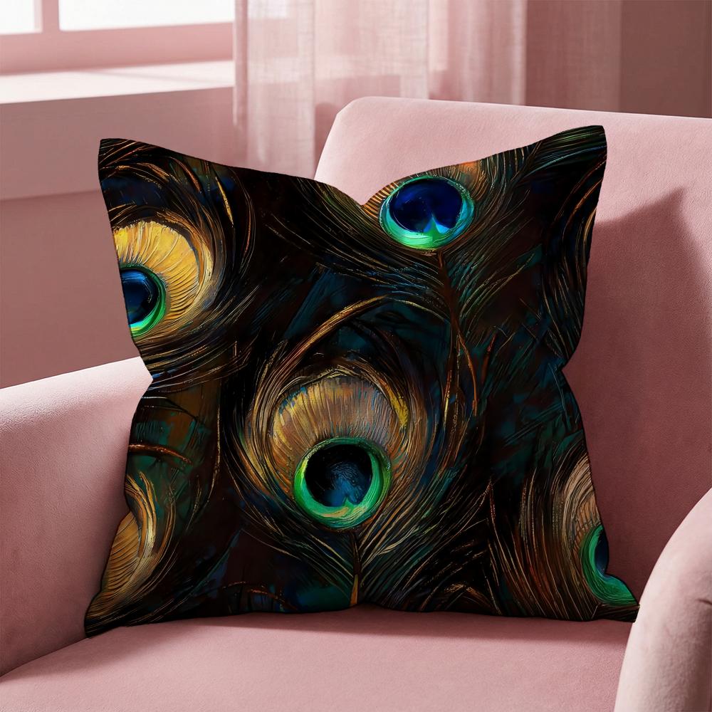 Peacock Cushion Cover Multi-Scene Pillow Cover for Home & Car - Reversible, Soft & Durable for Daily Use
