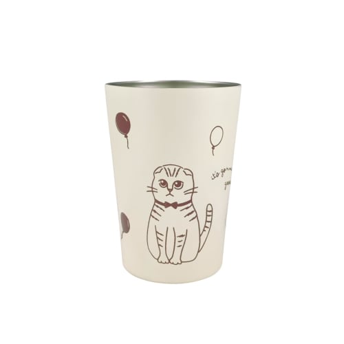 

Jimbocho Nyankodo 2-Way Vacuum-Sealed Tumbler, Medium, Osmoshinyanko (Smug Cat) - Office/Work Desk Cup with Insulated Function, Cute Cat Design (Pro