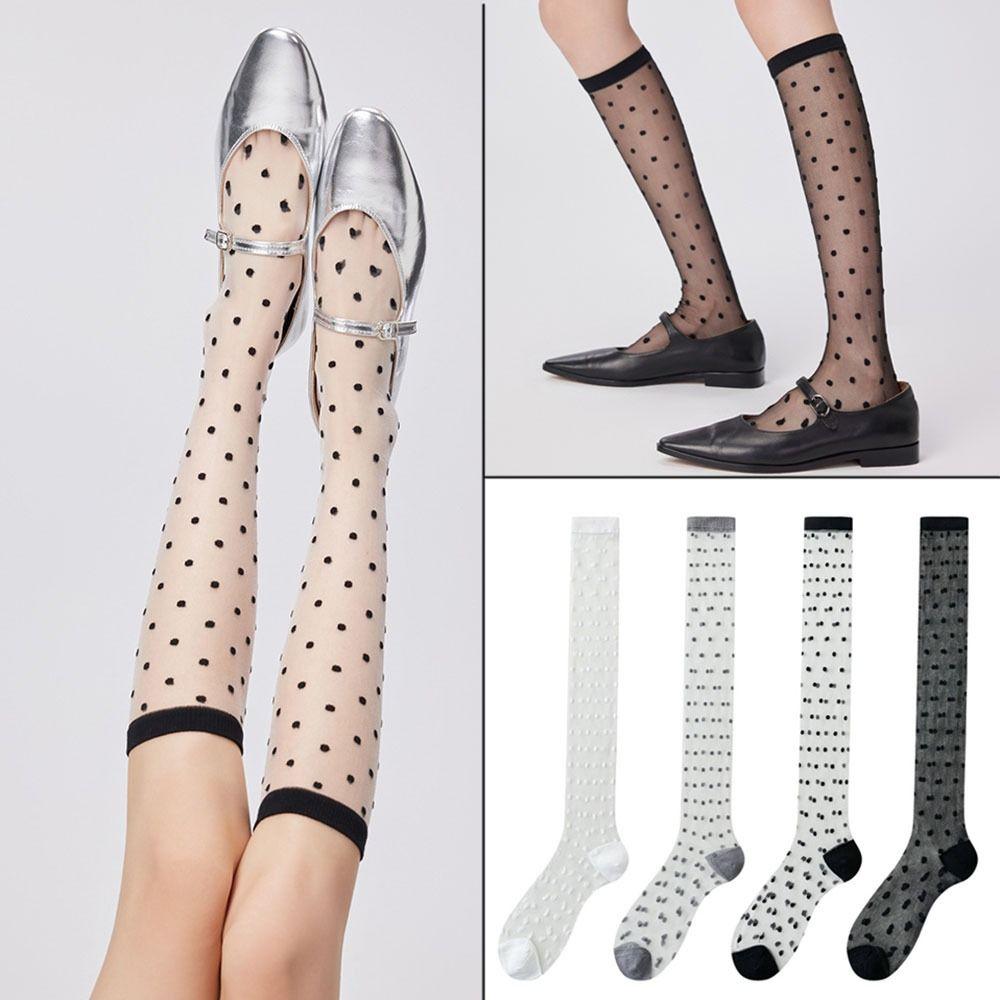 Transparente Damenstrümpfe Kristallseide Gepunktete Socken Süße Lange Socken Süße Mädchen