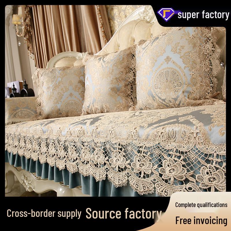 European Luxury Non-slip Sofa Cover & Throw Pillow Set - Universal Fit for All Seasons