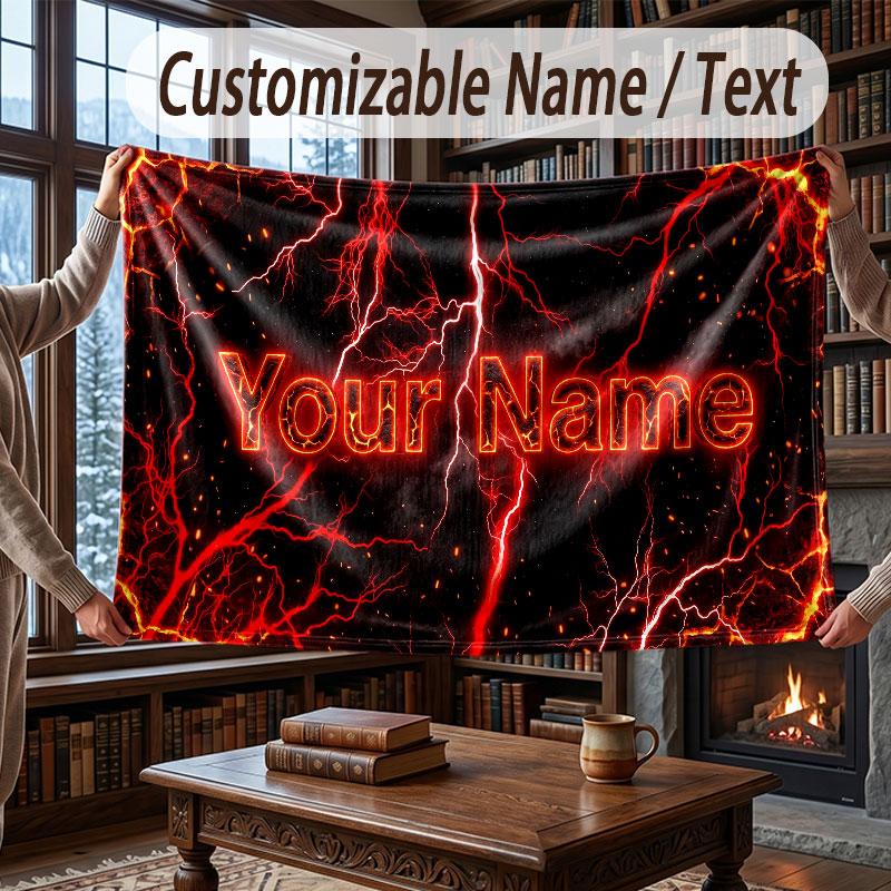 Neon Colorful Theme Throw Blanket Custom Name Text Personalized Blanket Soft Cozy Blanket for Home Sofa Bed