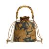 Chinese Style Xiangyunsha Drawstring Coin Purse, Ethnic Fashion Minimalist Portable Crossbody Pouch