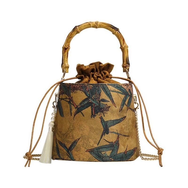 Chinese Style Xiangyunsha Drawstring Coin Purse, Ethnic Fashion Minimalist Portable Crossbody Pouch
